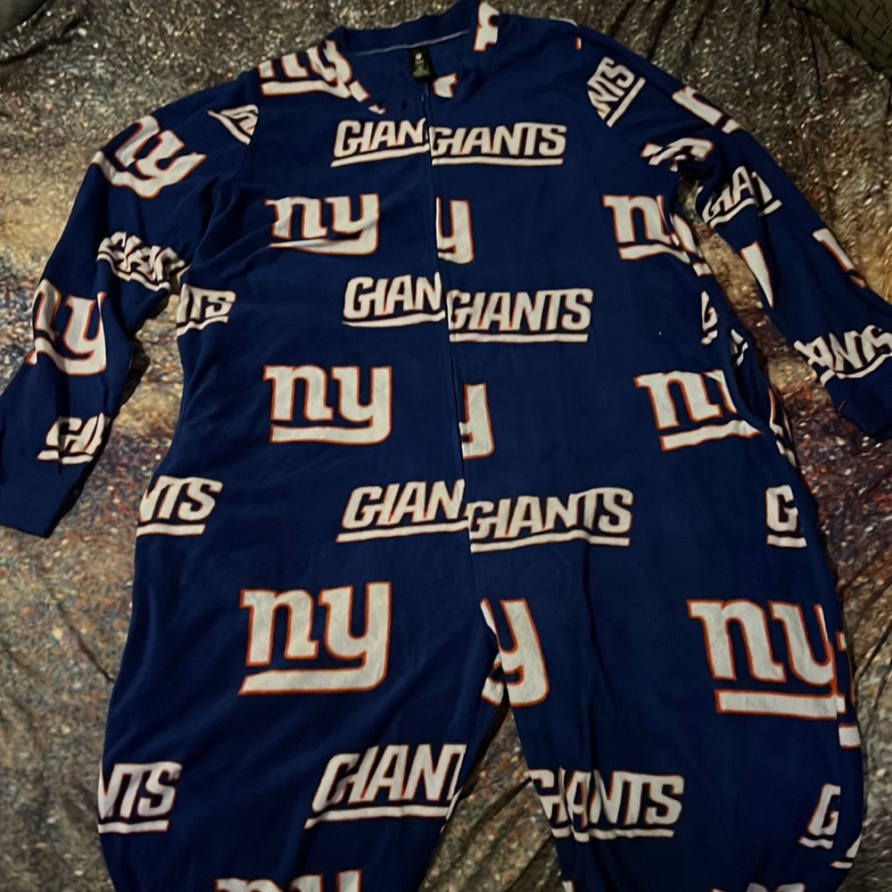 NY Football Giants Allover Logo Print Fleece Onsie- by NFL Team Apparel